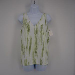 Nordstrom NWOT Women's Green Brush Stroke V-Neck Sleeveless Tank Top Blouse XS